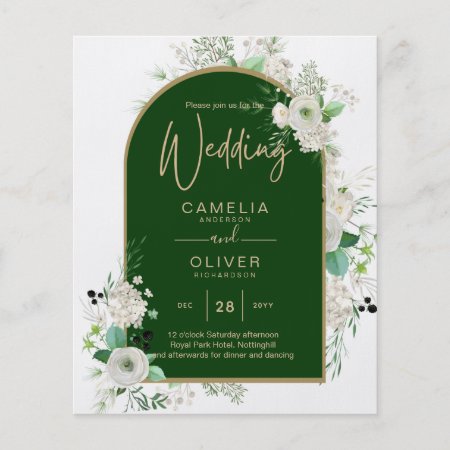 All-in-1 Elegant White Roses Wedding QR Code Flyer