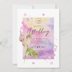 All-in-1 Pink CALLA LILY Art Wedding INVITE QRCode