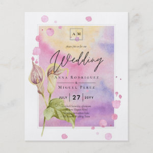 All-in-1 Pink CALLA LILY Art Wedding INVITE QRCode Flyer