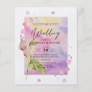 All-in-1 Pink CALLA LILY Art Wedding INVITE QRCode Flyer