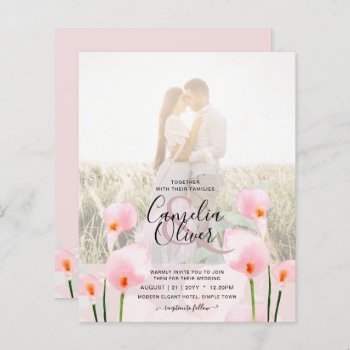 All-in-1 Pink Calla Lily PHOTO Overlay Wedding Inv