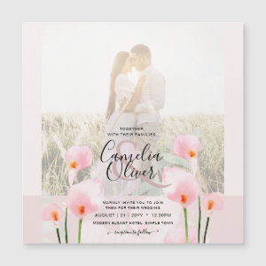 All-in-1 Pink Calla Lily PHOTO Overlay Wedding Inv