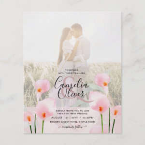 All-in-1 Pink Calla Lily PHOTO Overlay Wedding Inv Flyer