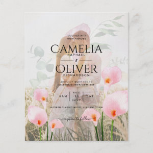 All-in-1 Pink Calla Lily PHOTO Overlay Wedding INV Flyer
