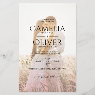 All-in-1 Pink Ombre Photo Overlay Wedding QR Code Flyer