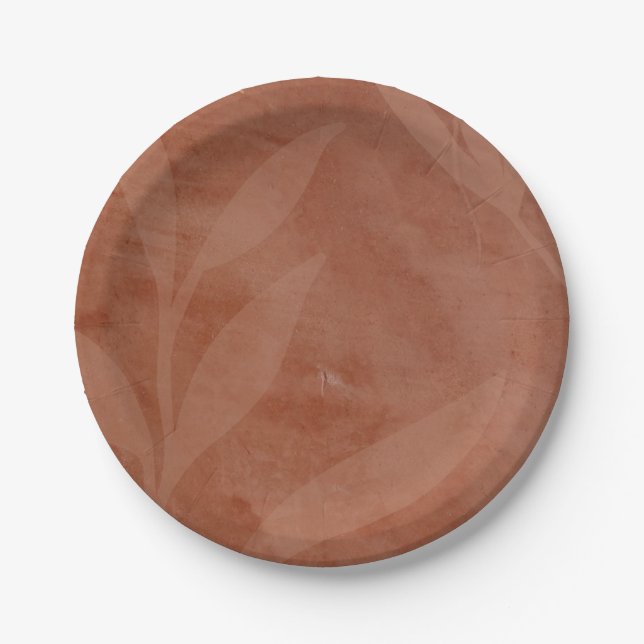 All-in-1 Rustic Terracotta Overlay Wedding Paper Plates (Front)