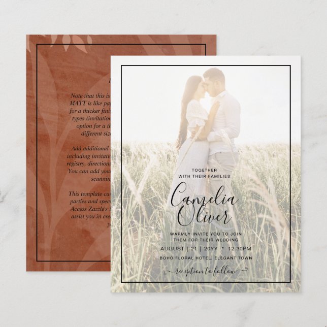 All-in-1 Rustic Terracotta PHOTO Overlay Wedding (Front/Back)