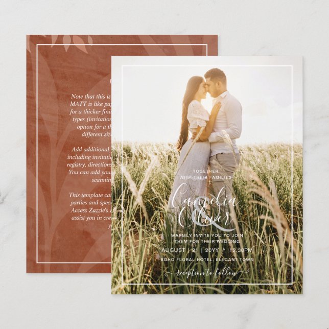 All-in-1 Rustic Terracotta PHOTO Overlay Wedding (Front/Back)