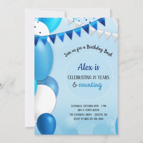 All in Blue Birthday Invitation