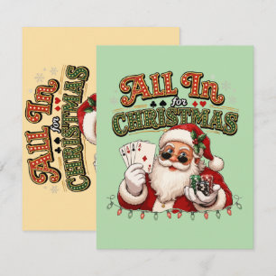 All In For Christmas Poker Santa Note Card
