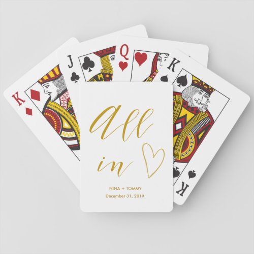 All In Gold Lettered Wedding Favors Playing Cards