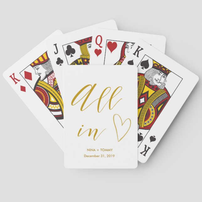 All In Gold Lettered Wedding Favors Poker Cards (Back)