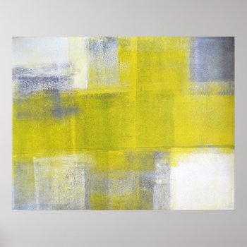 'all In' Gray And Yellow Abstract Art Poster Print by T30Gallery at Zazzle