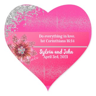 All In Love Wedding Theme Heart Sticker