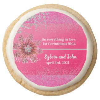 All in Love Wedding Theme Round Shortbread Cookie