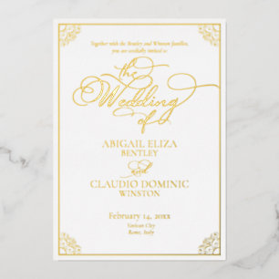 All-In-On Elegant Script Rome Italy Destination Foil Invitation