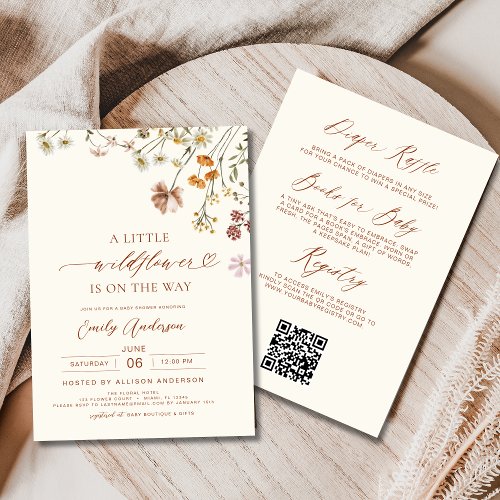 Wildflower Floral or wildflower baby shower invitation