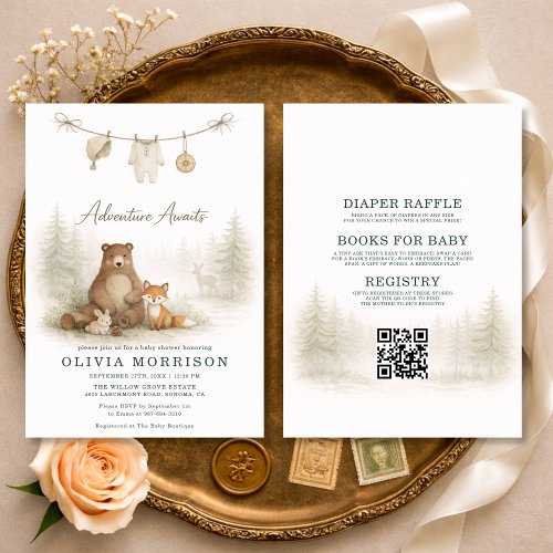 Woodland Neutral Rustic baby shower invitation