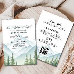 All in One Adventure Begins Woodland Baby Shower Invitation