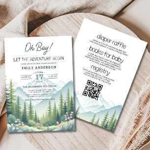 All in One Adventure Begins Woodland Baby Shower Invitation