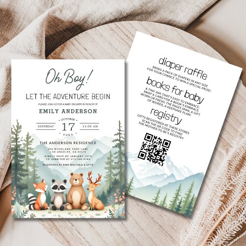 Woodland Brown Rustic baby shower invitation
