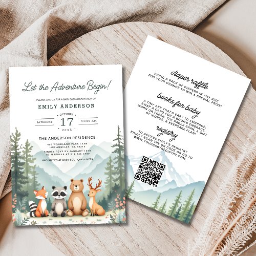 Woodland Brown Rustic baby shower invitation