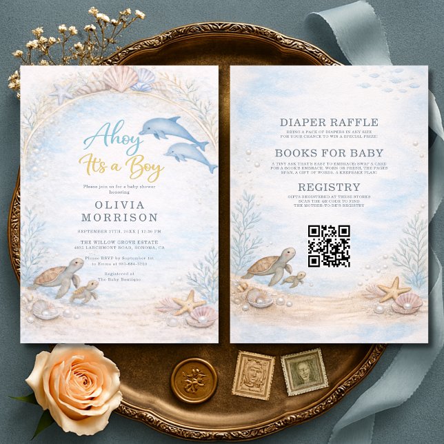 All in One Ahoy It's a Boy Baby Shower Invitation (Creator Uploaded)