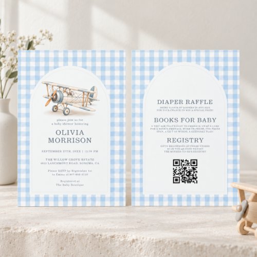 Little Aviator Beige Vintage-inspired baby shower invitation