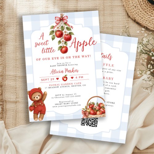 All in one apple of our eye boy baby shower invitation
