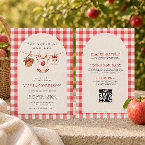 Fall Apple of Our Eye Neutral baby shower invitation