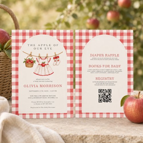 All in One Apple of Our Eye Girl Baby Shower Invitation