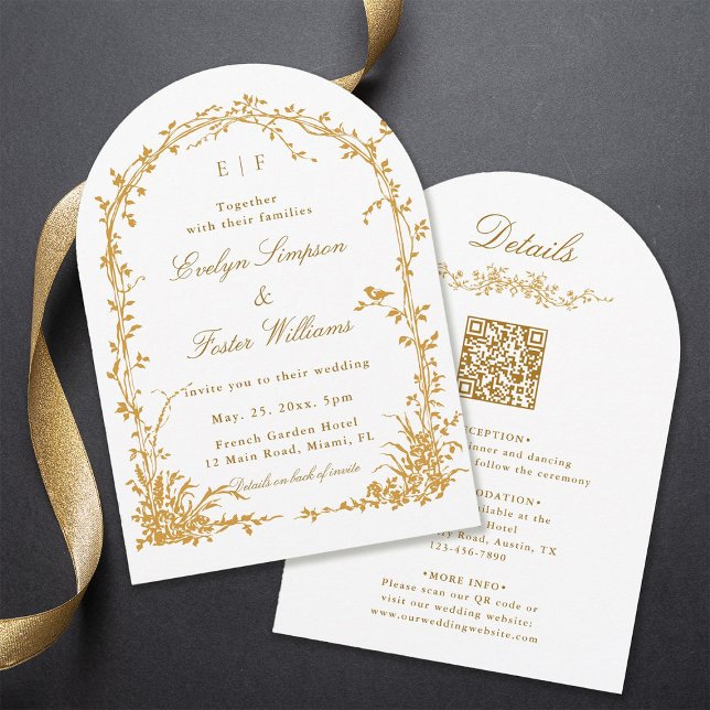 All in One Arch Botanical Garden Wedding Arch Invitation (Front & Back)