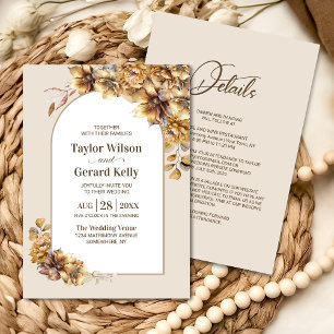 All In One Autumn Floral Arch Wedding Invitation