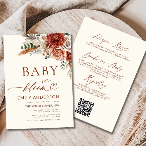 Fall Wildflower Floral or wildflower baby shower invitation