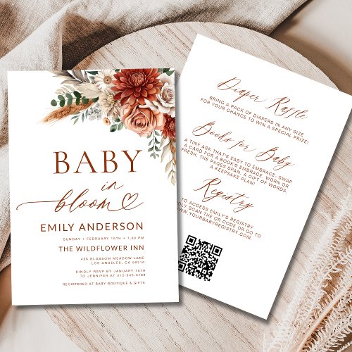 Fall Wildflower Floral or wildflower baby shower invitation