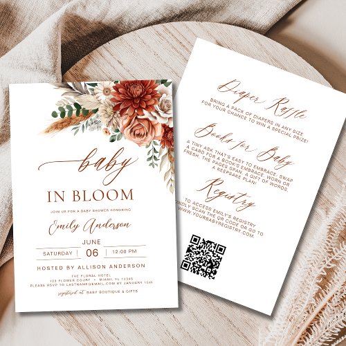 Fall Wildflower Floral or wildflower baby shower invitation