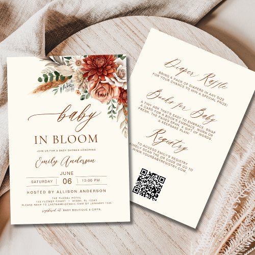 Fall Wildflower Floral or wildflower baby shower invitation