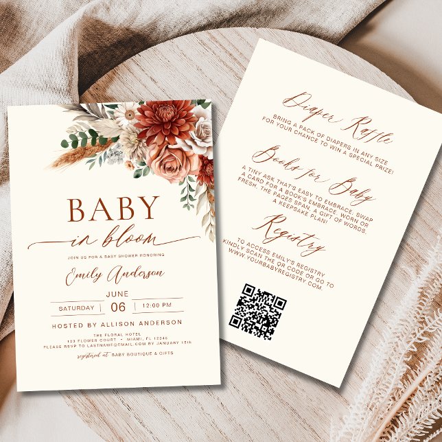 All in One Autumn Wildflower Baby in Bloom Shower Invitation (Creator Uploaded)