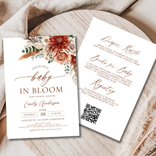 Fall Wildflower Floral or wildflower baby shower invitation