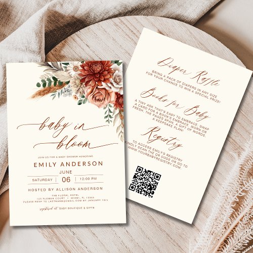 Fall Wildflower Floral or wildflower baby shower invitation