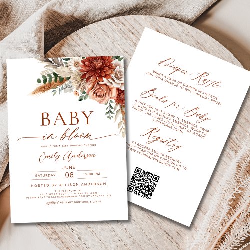 Fall Wildflower Floral or wildflower baby shower invitation