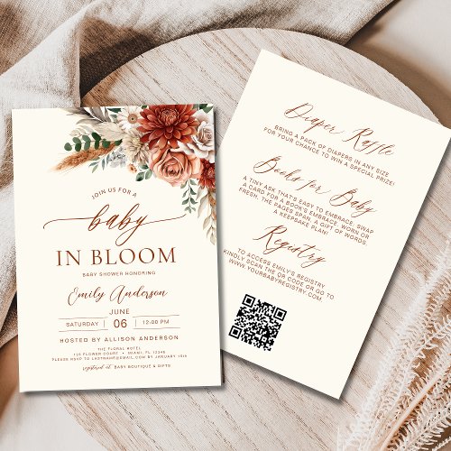 Fall Wildflower Floral or wildflower baby shower invitation