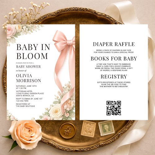 All in One Baby In Bloom Pink Bow Baby Shower