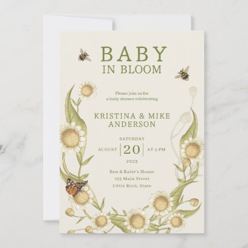 All in One Baby in Bloom QR Code Shower Invitation