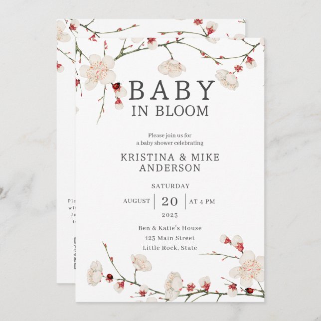 All in One Baby in Bloom QR Code Shower Invitation (Front/Back)