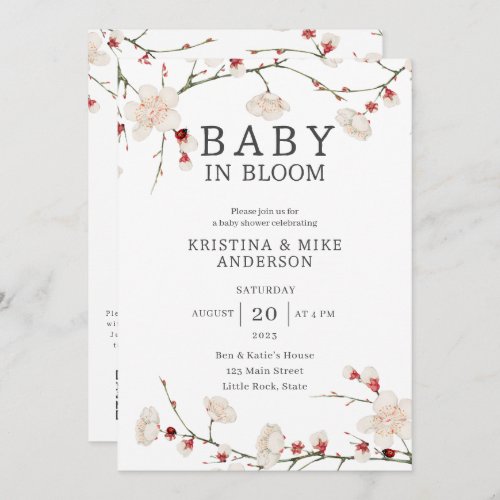 All in One Baby in Bloom QR Code Shower Invitation