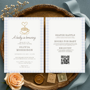 All in One Baby is Brewing Boy Coffee Baby Shower Invitation