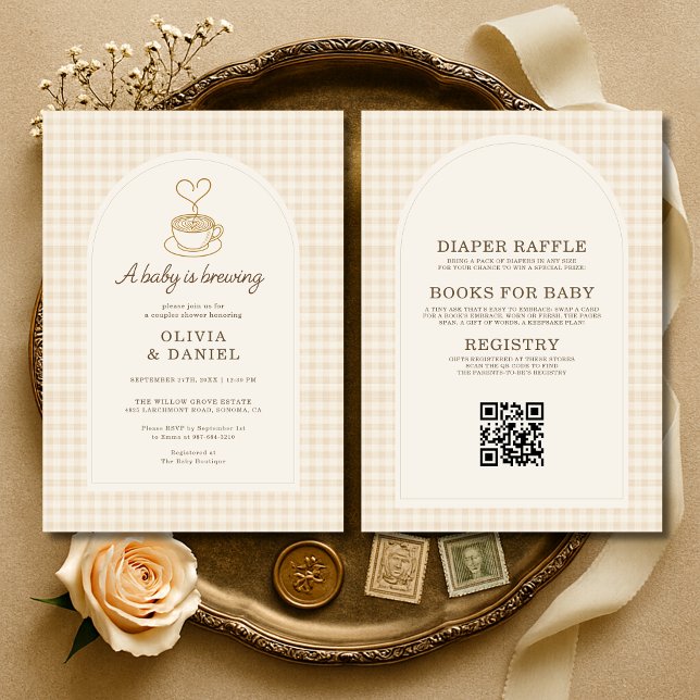 All in One Baby is Brewing Coffee Couples Shower Invitation (Creator Uploaded)