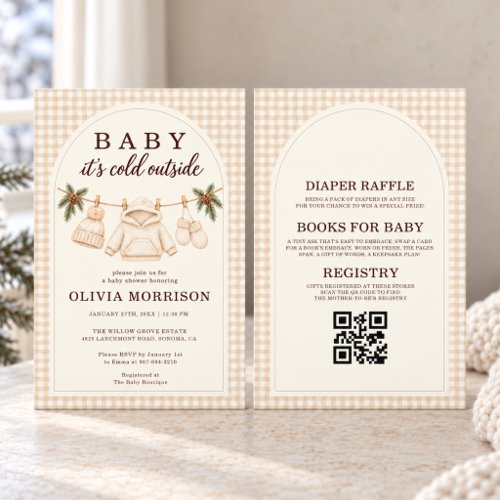 Winter Baby It's Cold Outside Red baby shower invitation