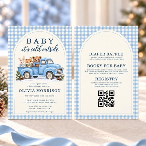 Winter Baby It's Cold Outside Blue baby shower invitation